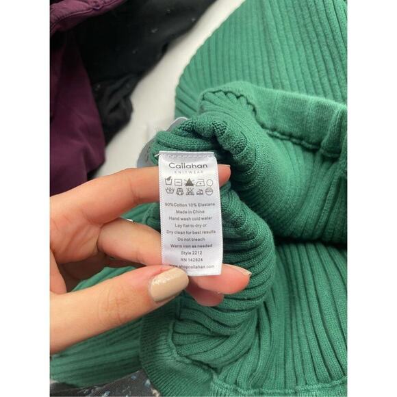 Callahan Knitwear Women's Green Pull-On Rib Knit Tailored Slim Pants Size L - Picture 8 of 8